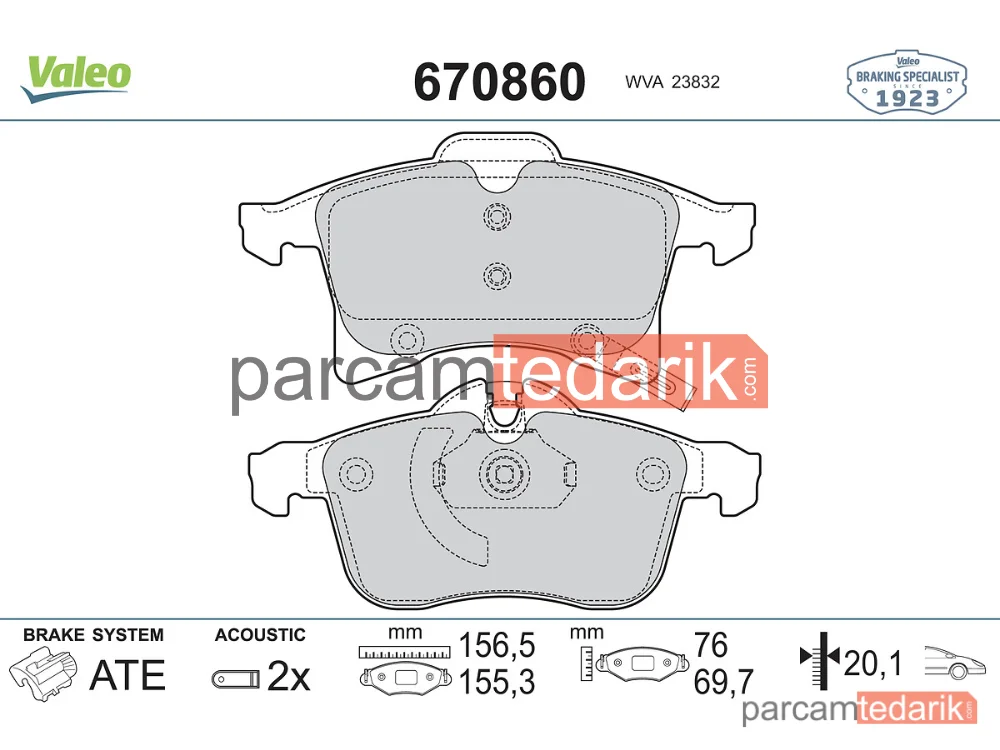670860 | Fren Balatası — Opel Astra H, Opel Corsa E, Opel Astra H GTC